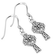 Celtic Cross Plain Sterling Silver Earrings, ep311
